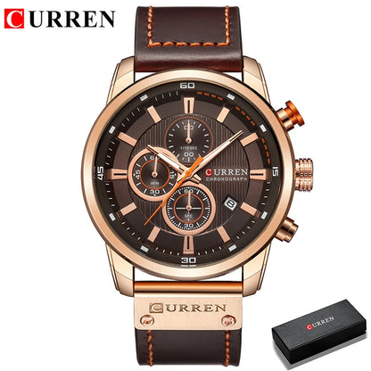 CURREN Brand Watch Men Leather Sports Watches Men's Army Military Quartz Wristwatch Chronograph Male Clock Relogio Masculino