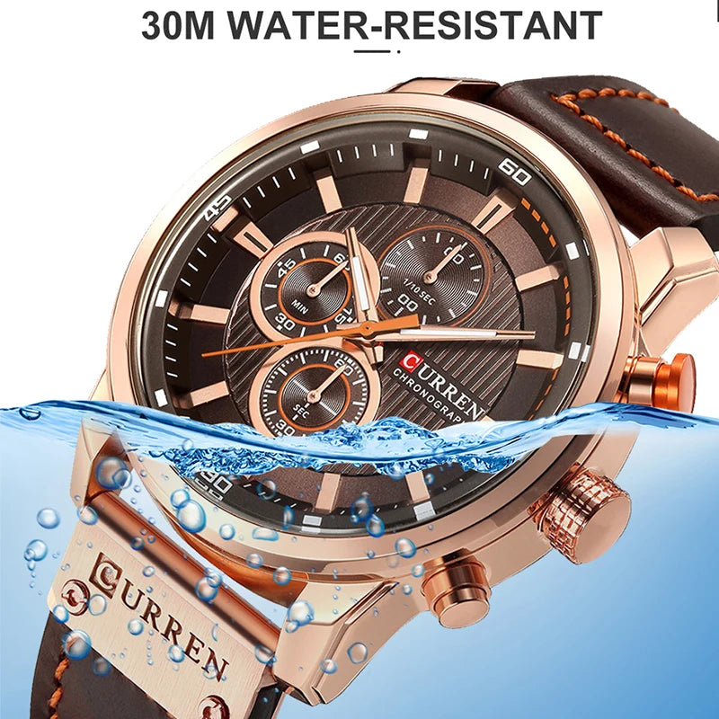 CURREN Brand Watch Men Leather Sports Watches Men's Army Military Quartz Wristwatch Chronograph Male Clock Relogio Masculino