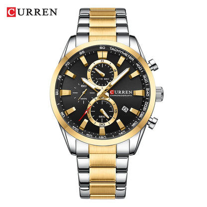 CURREN 8445 Men's Chronograph Quartz Watch – Stainless Steel | Date Display