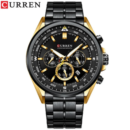 CURREN 8399 Men's Sporty Chronograph – Stainless Steel | Luminous Hands