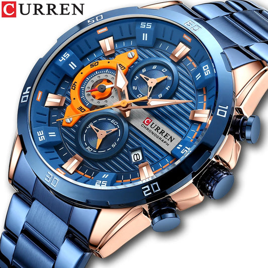 CURREN 8402 Men's Waterproof Stainless Steel Quartz Watch