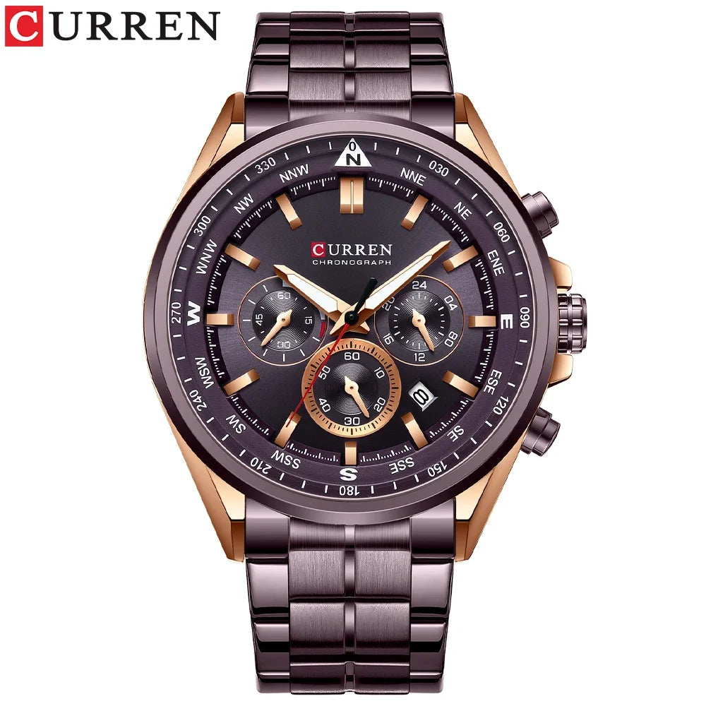 CURREN 8399 Men's Sporty Chronograph – Stainless Steel | Luminous Hands