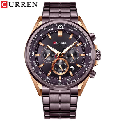 CURREN 8399 Men's Sporty Chronograph – Stainless Steel | Luminous Hands